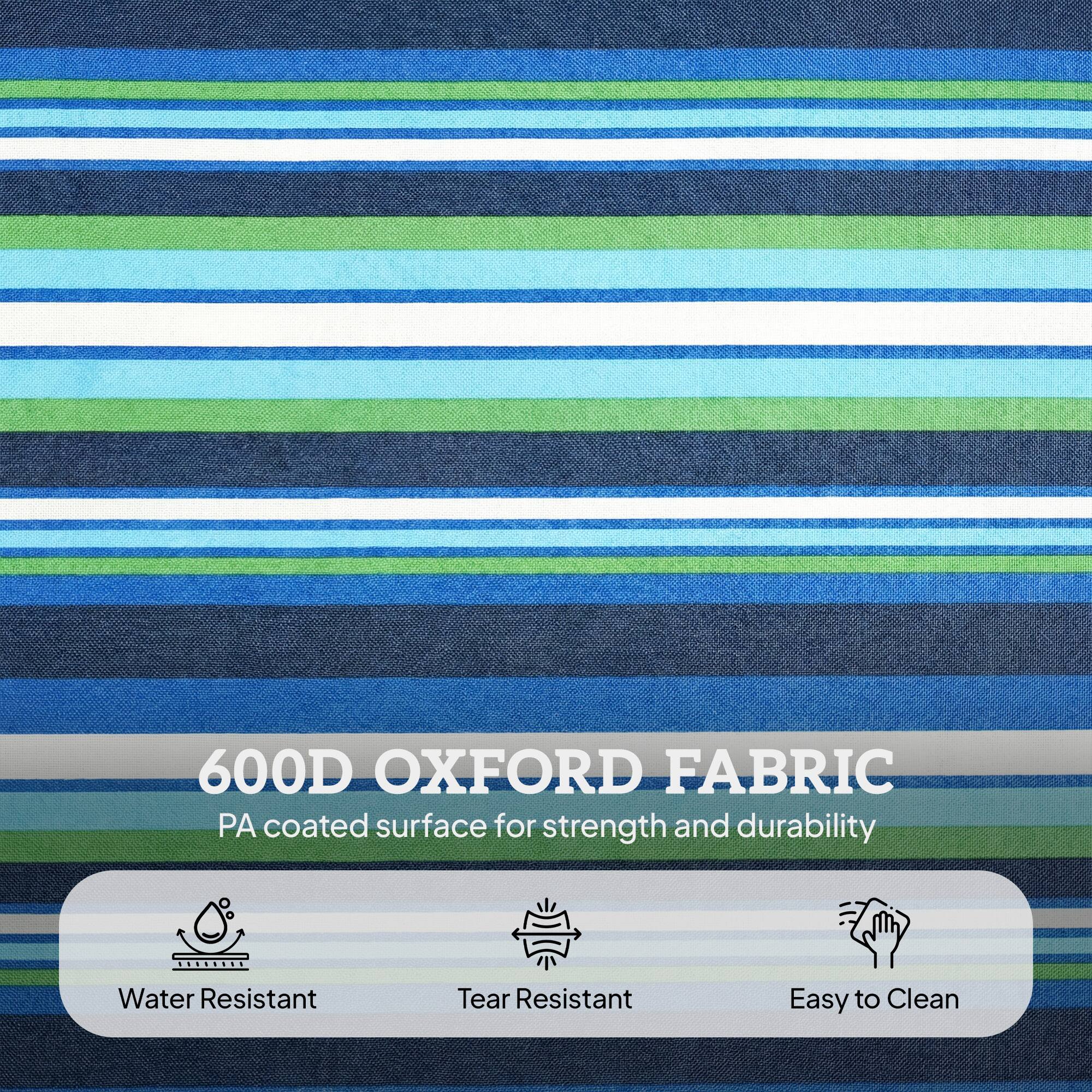 600D OXFORD FABRIC  
PA coated surface for strength and durability  

- Water Resistant  
- Tear Resistant  
- Easy to Clean