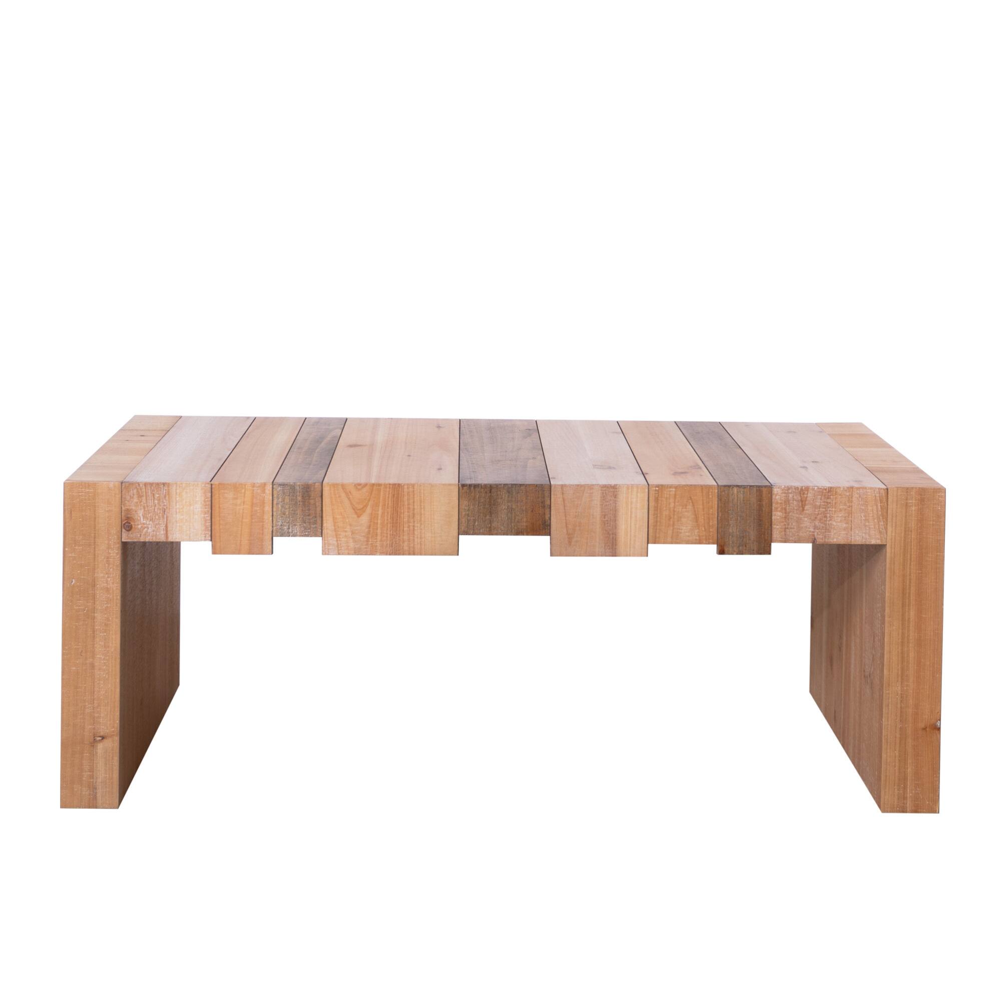 Left. GOODSILO - Modern Rustic Rectangular Coffee Table for Living Room with Slatted Design and Sturdy Construction - Multicolor.