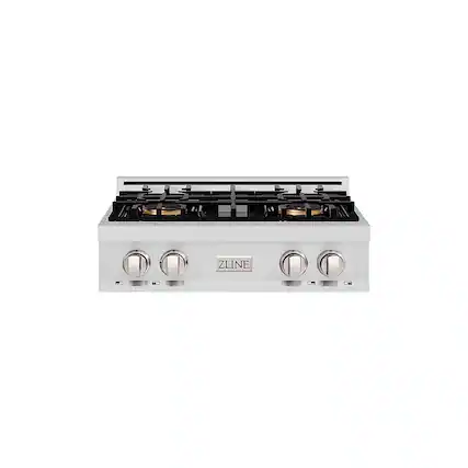 Front. ZLINE - ZLINE 30 in. Classic Gas Built-In Gas Cooktop with 4 Burner DuoPro Cooktop (PCRTS-30) - Satin Stainless Steel.