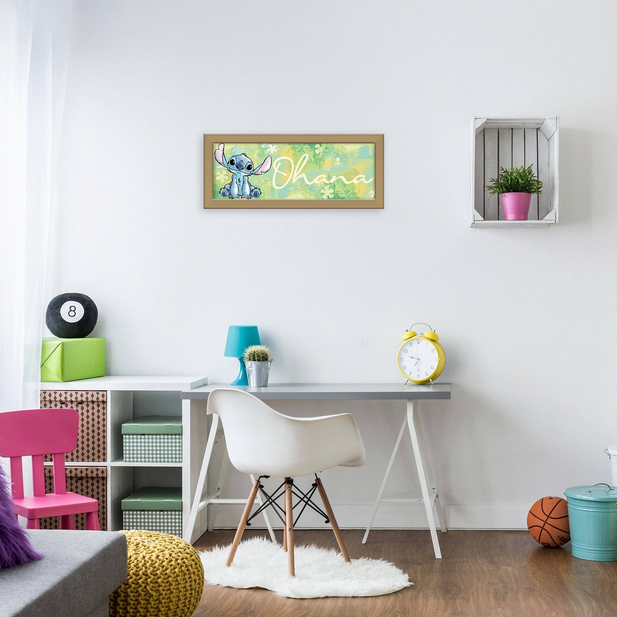 Alt View 1. Silver Buffalo - Disney Lilo & Stitch "Ohana" 12 x 5 Inch Framed MDF Wall Art - Green.