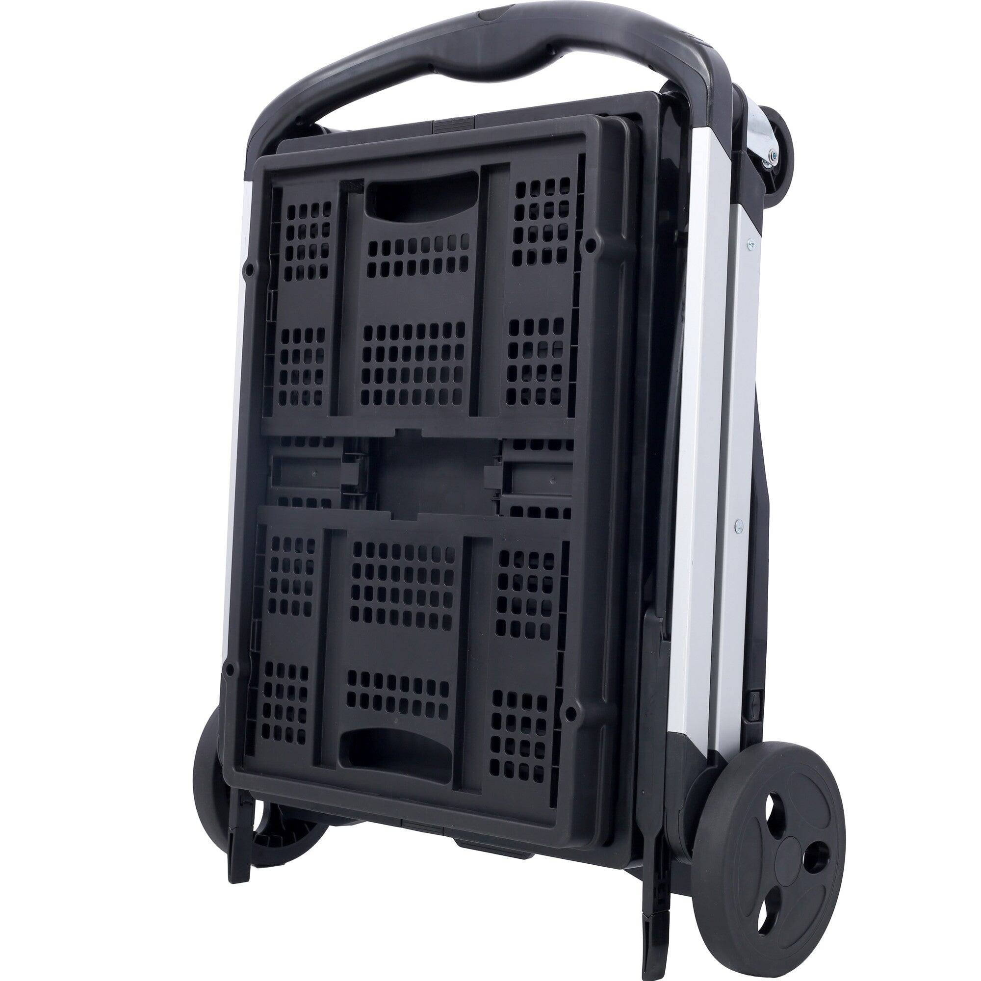 Alt View 3. Boyel Living - 2 Tier Foldable Utility Black Platform Truck 200lb Capacity With Storage Basket - Black.