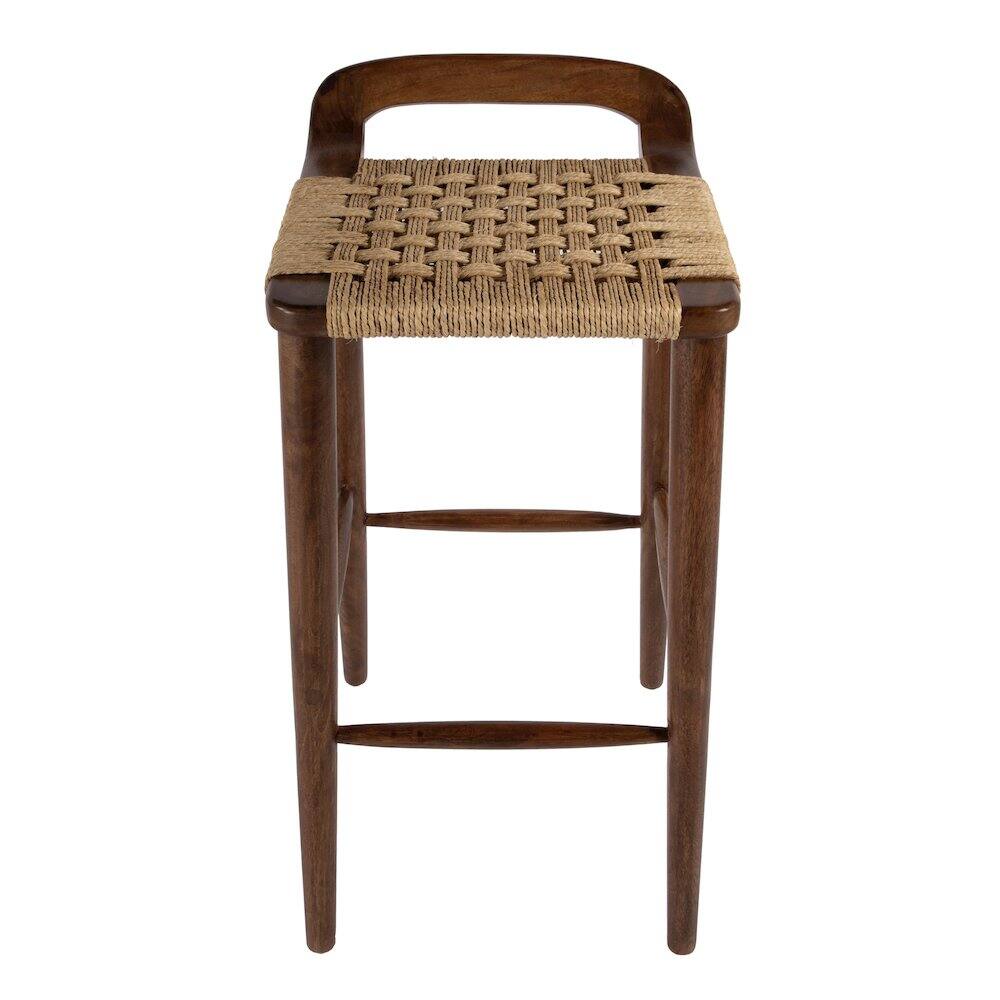 Alt View 1. Butler Specialty - Luna 30 in. Seat Height Wood and Jute Woven Low Back Counter Stool - Brown.