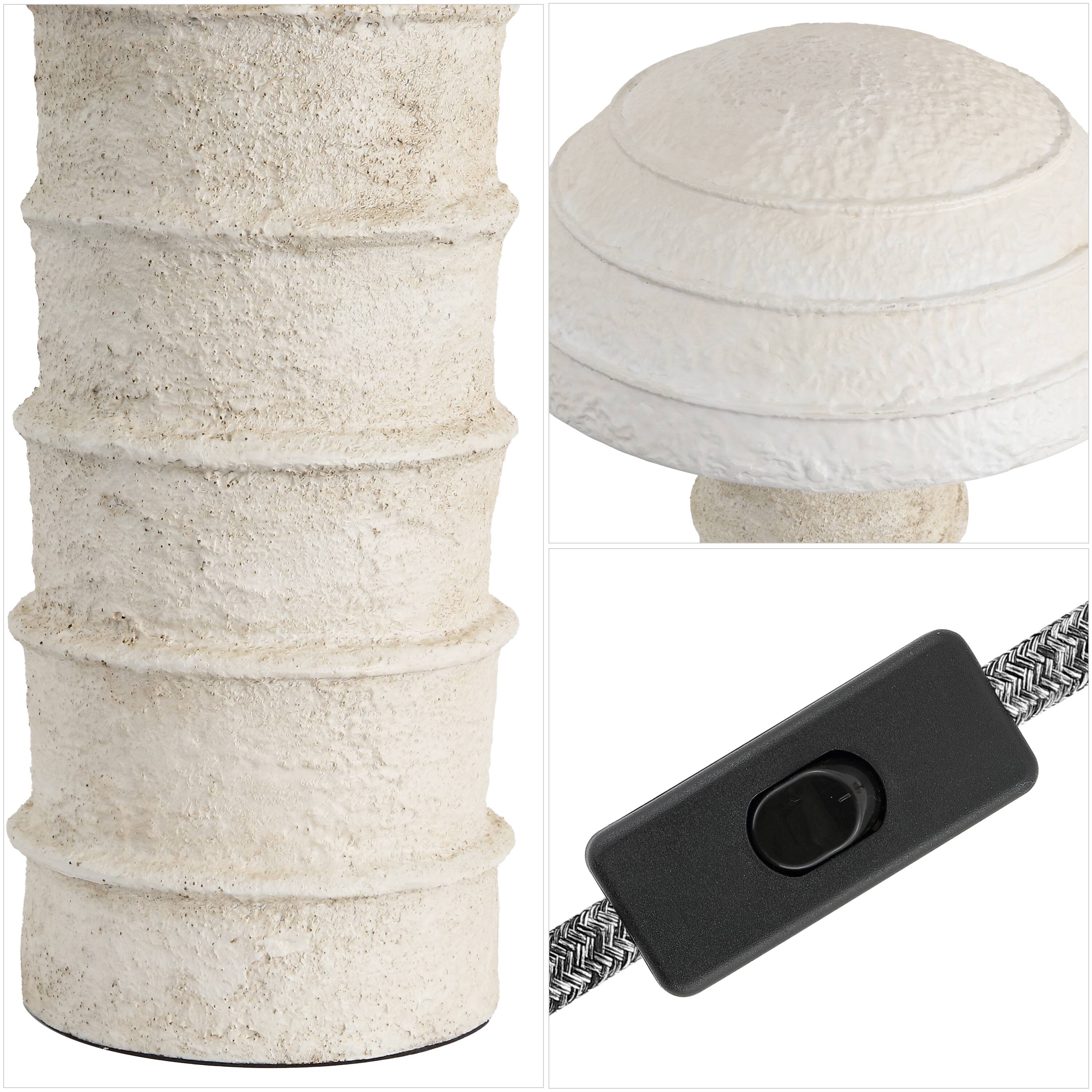 Alt View 4. Jonathan Y - Cremini 17.5 in. Modern Minimalist Plaster-Look Ribbed Mushroom Resin Cylinder LED Table Lamp, Cream (Set of 2) - Cream.