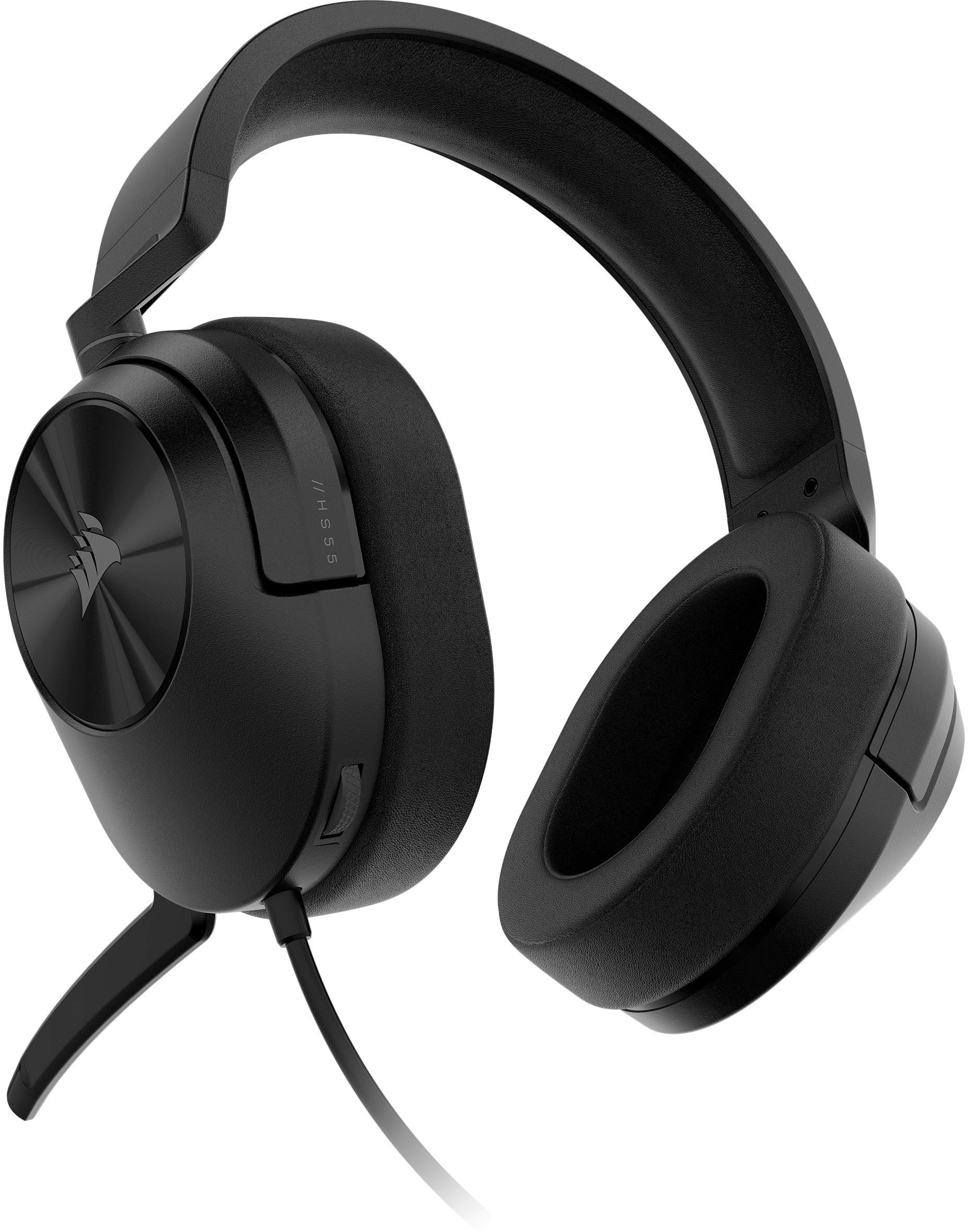 Left. CORSAIR - HS55 SURROUND v2 Wired Gaming Headset for PC, Mac, PS5, PS4, Xbox, Switch, and Mobile - Carbon.