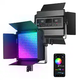 Neewer - RGB1200 60W RGB LED Panel Light, APP/2.4G Control, 22000lux, CRI97+, w/ Barndoor