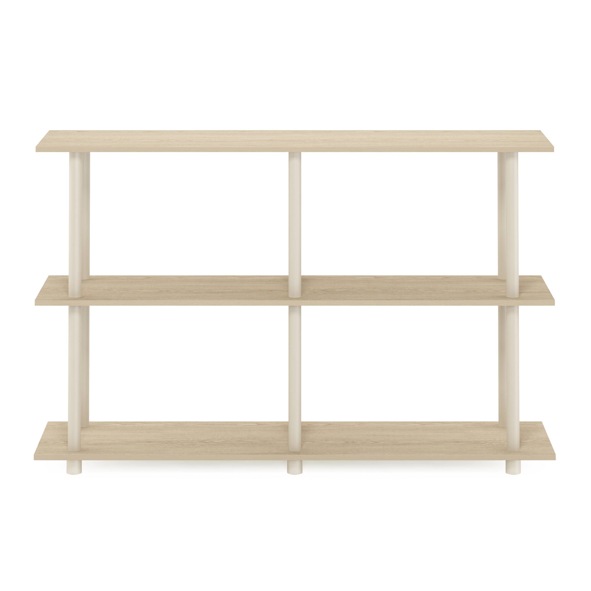 Alt View 2. Furinno - Turn-N-Tube No Tools 3-Tier Modern Rectangle Side Display Rack, Bauhaus Oak/Beige - Bauhaus Oak/Beige.