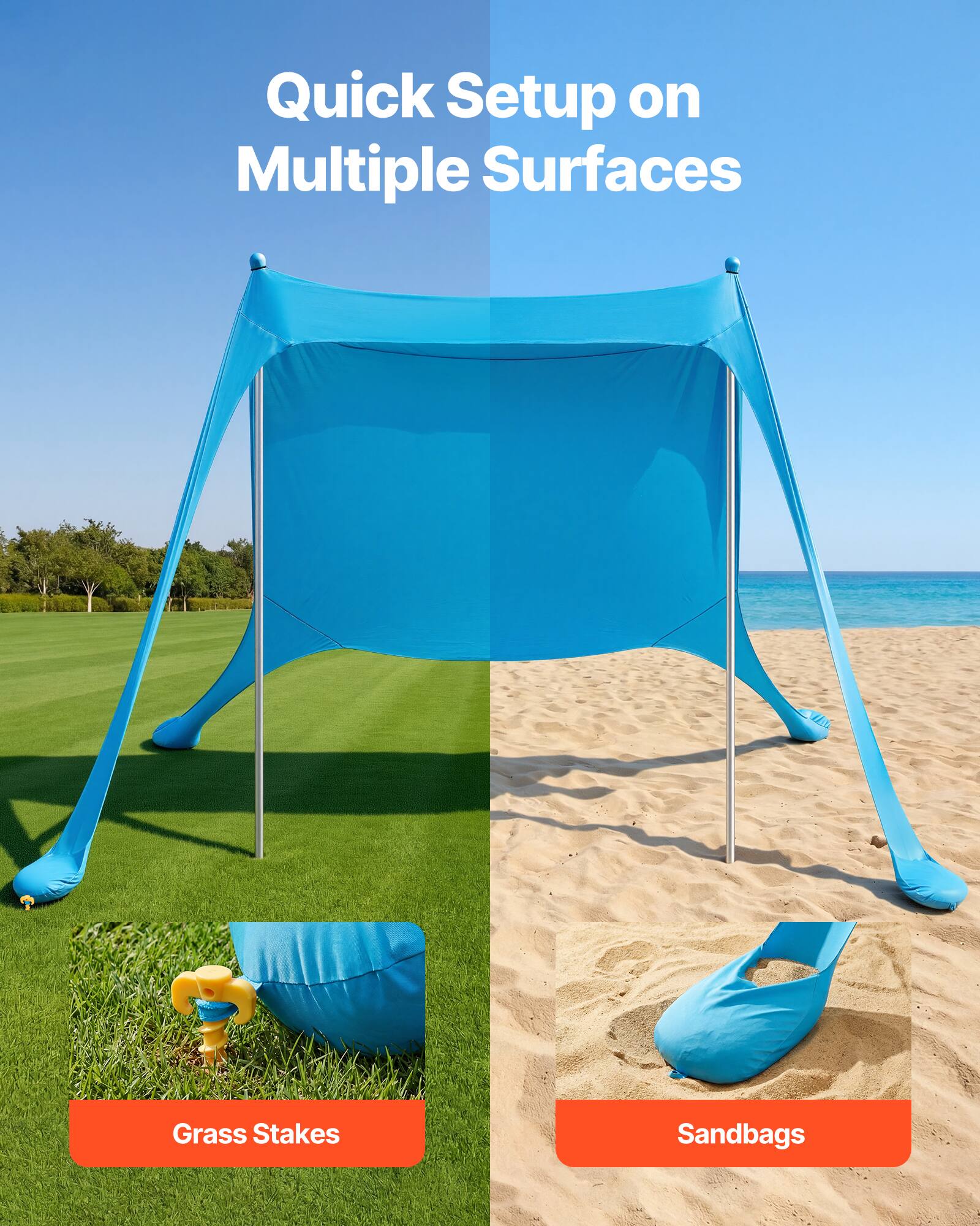 Quick Setup on Multiple Surfaces

Grass Stakes

Sandbags