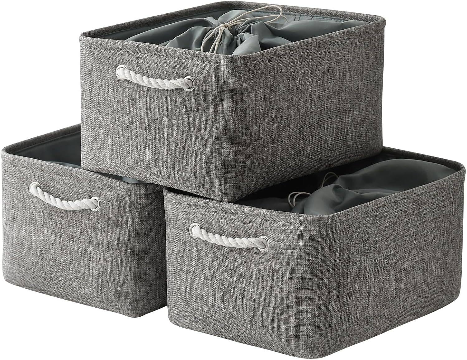 RTMB - XL Fabric Storage Bins 3pk – Foldable, Sturdy with Handles, 17.7"x13.8"x9.8"