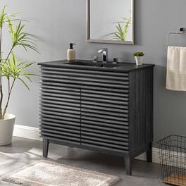 Modway - Render Bathroom Vanity with Black Basin Included - Charcoal Black