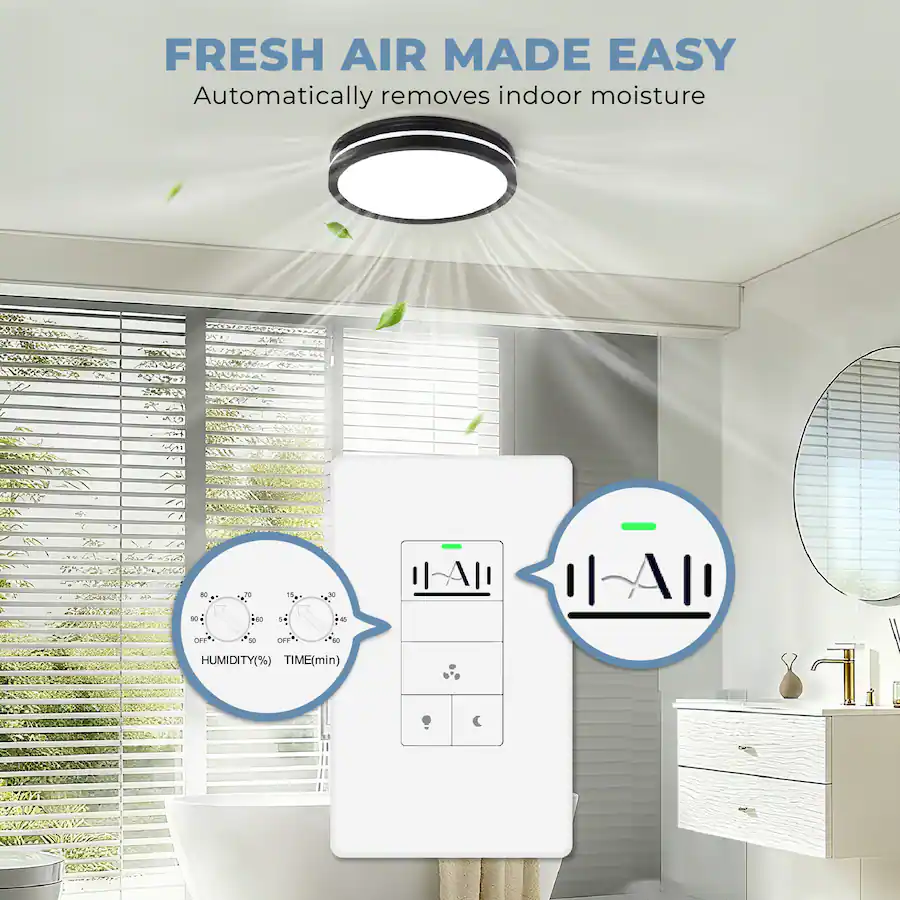 Akicon Humidity Sensor LED Timer Switch with Motion Activated Wall ...
