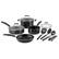 Angle. Cuisinart - 11-Piece Cookware Set - Black/Silver.