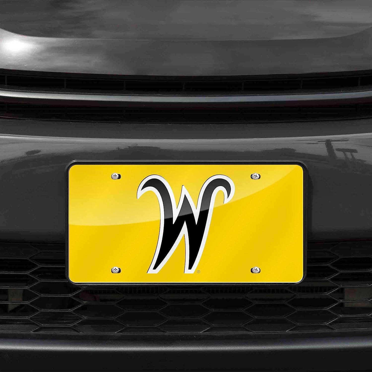 Alt View 1. Rico Industries - Wichita State Shockers Yellow Mirrored Laser Cut License Plate Laser Tag - Multi.