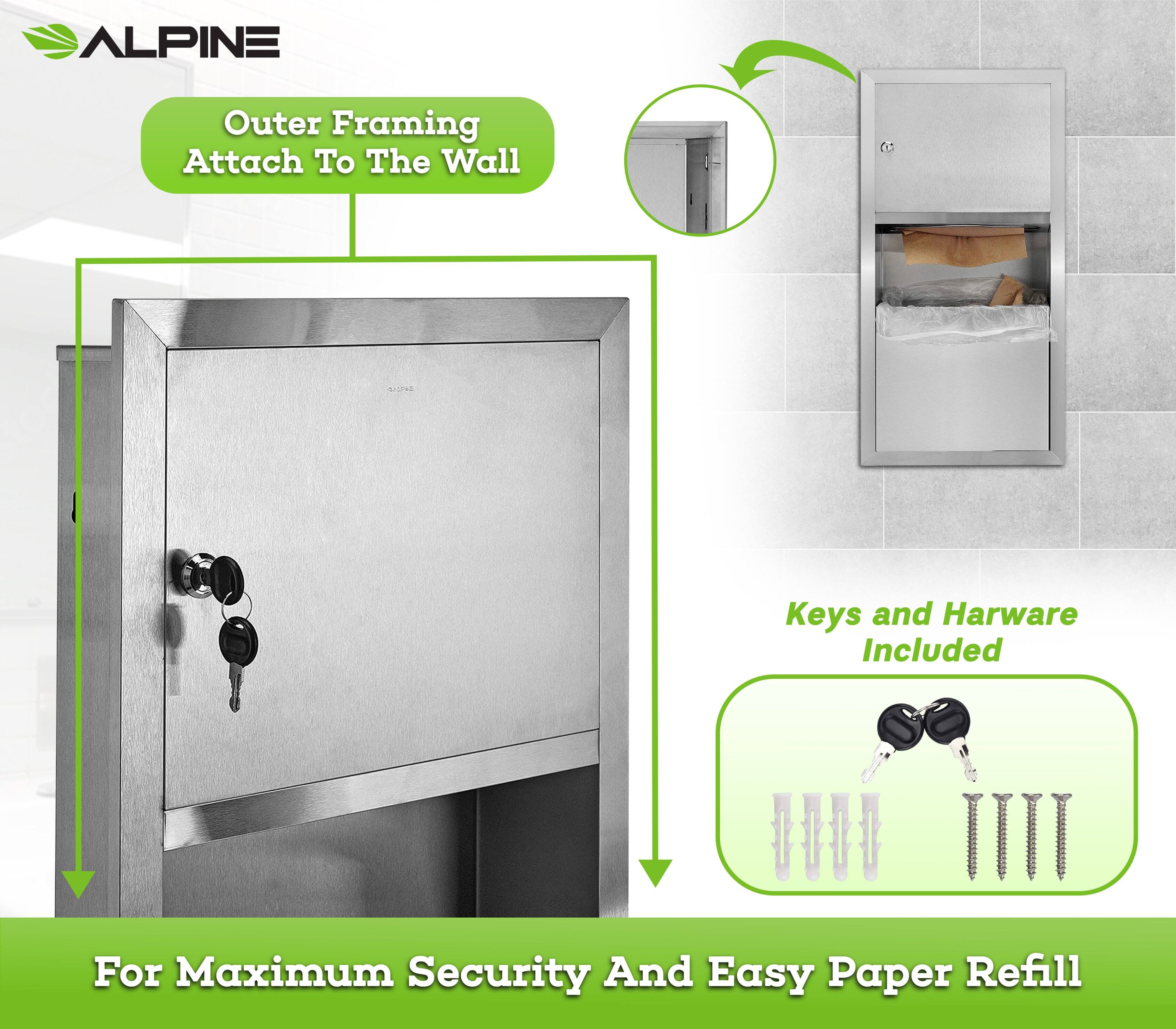 ALPINE, Outer Framing Attach To The Wall, Keys and Harware Included, For Maximum Security And Easy Paper Refill