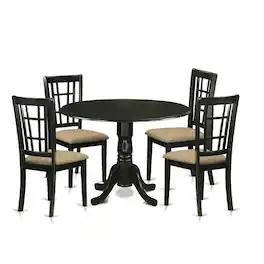 East West Furniture - DLNI5-BLK-C 5 PC Dining room set for 4-Dining Table and 4 Dining Chairs - Black
