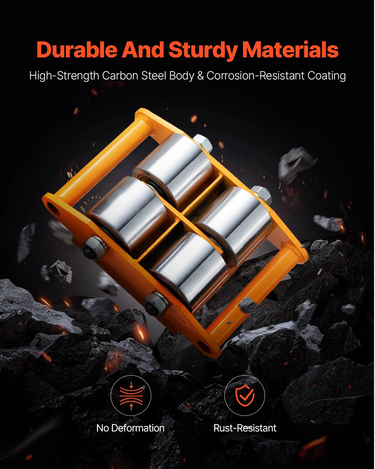 Durable And Sturdy Materials  
High-Strength Carbon Steel Body & Corrosion-Resistant Coating  
No Deformation  
Rust-Resistant