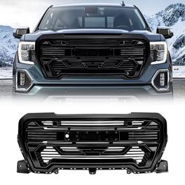 AMERICAN MODIFIED - Grille w/Emblem Base, 2019-2021 GMC Sierra 1500 - Glossy Black