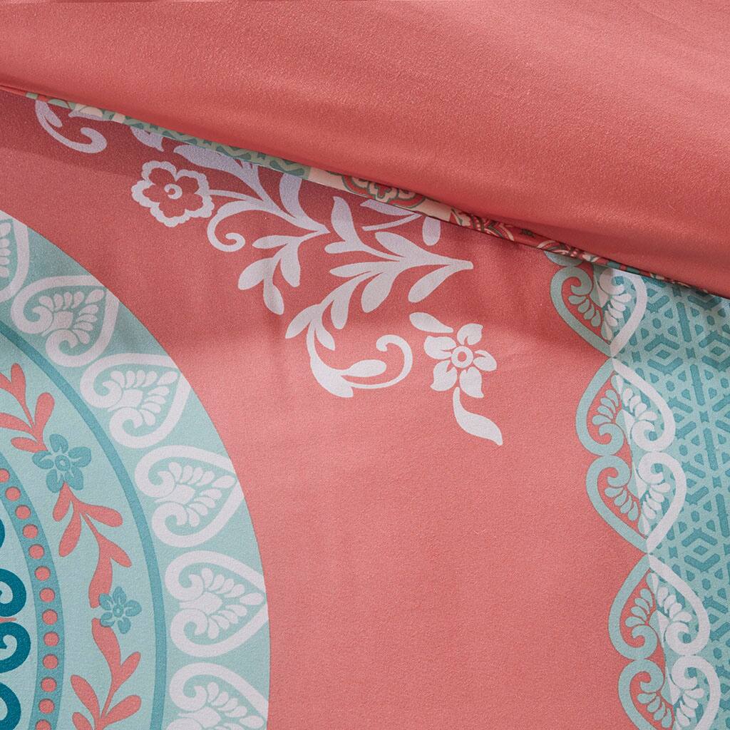 Alt View 5. Gracie Mills - Gracie Mills Yvonne 8-Piece Boho Medallion Comforter Set with Sheets - Coral.