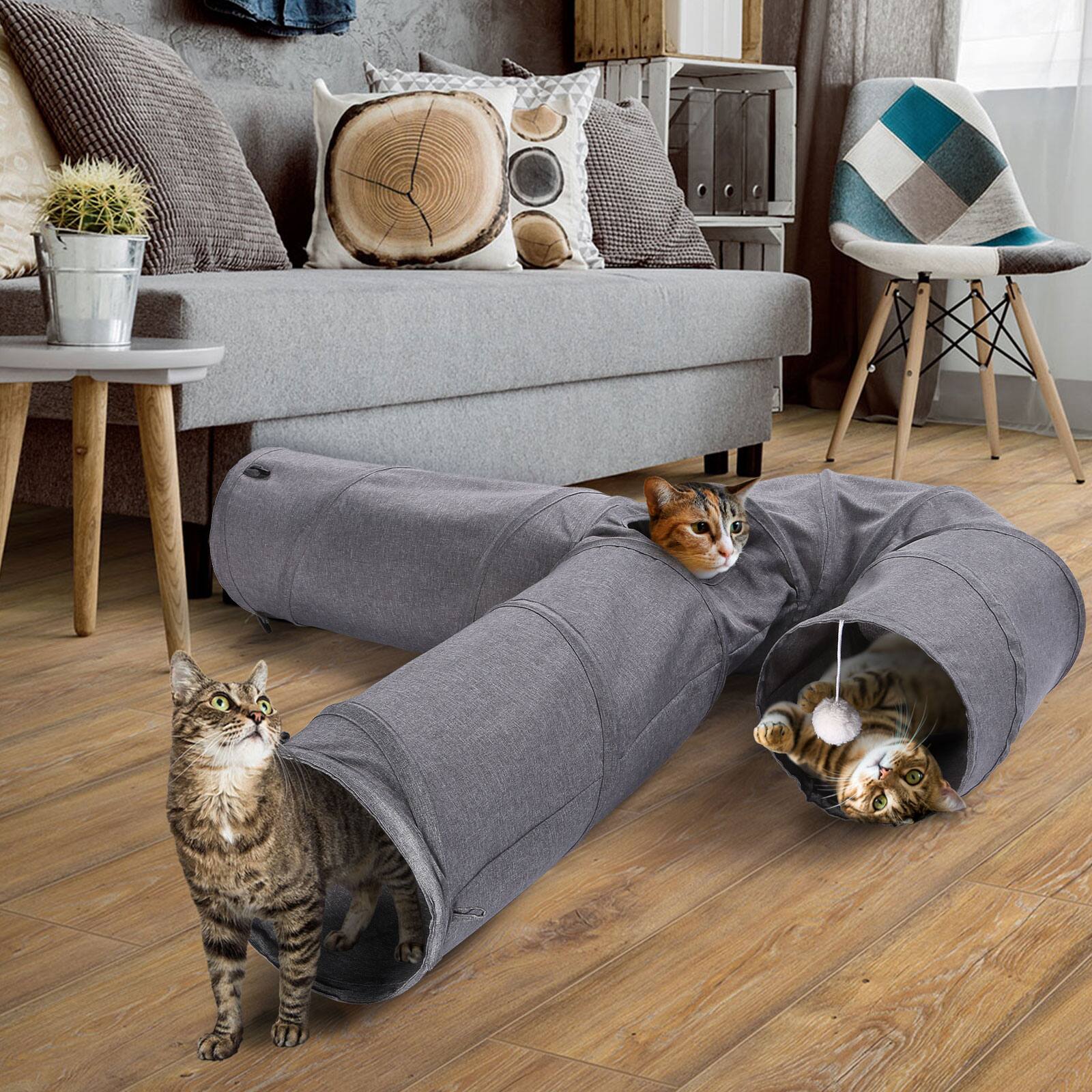 Alt View 7. Ownpets - 3 Way Collapsible U-Shaped Cat Tunnel - Grey.