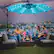 Alt View 2. Costway - 10 Ft Patio Solar LED Offset Umbrella 40 Lights Crank Cross Base - Turquoise.