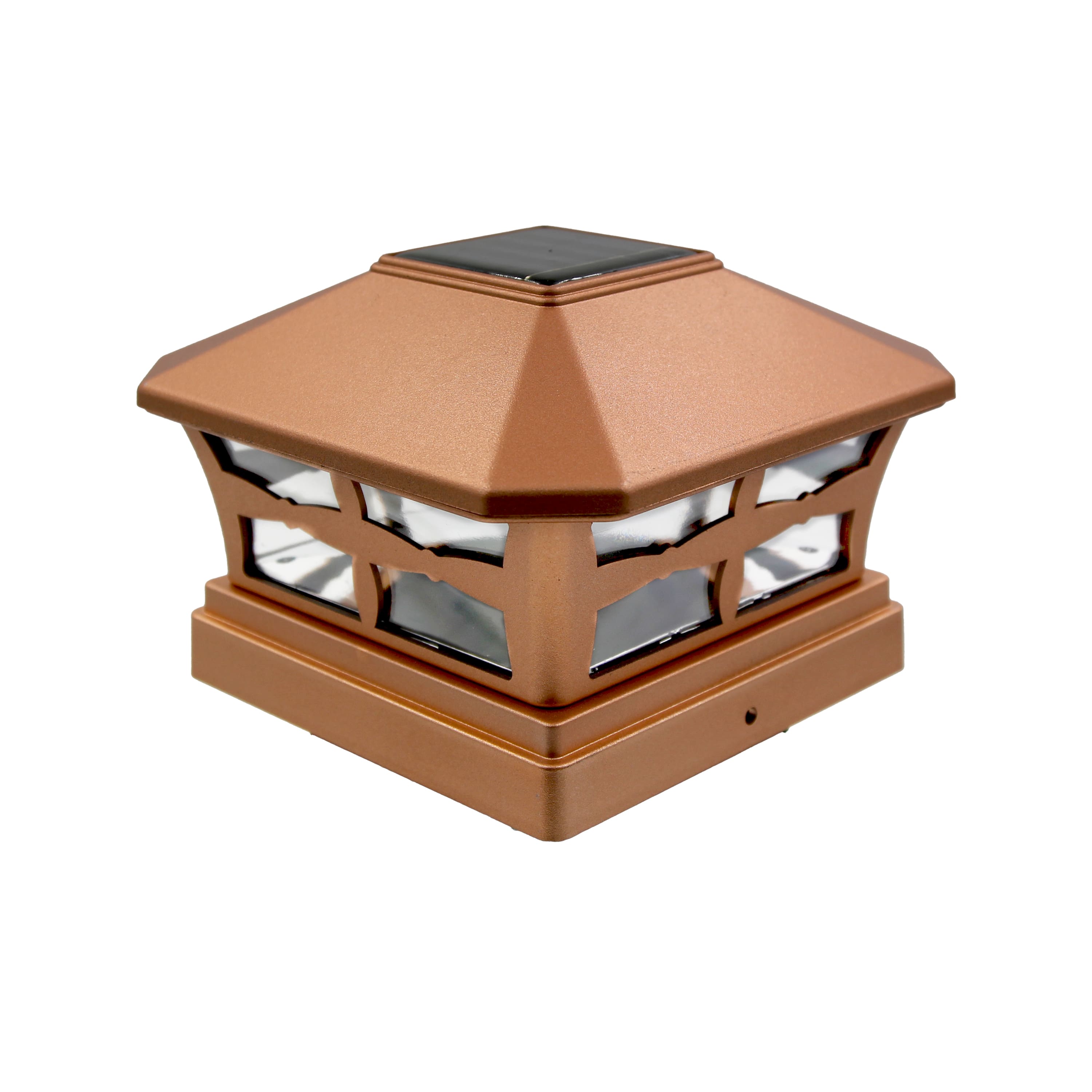 FC Design - Copper Solar Post Cap Light with Single LED Fit 6x6 Inch Wood or Vinyl Deck Posts , set of 6 - Multicolor
