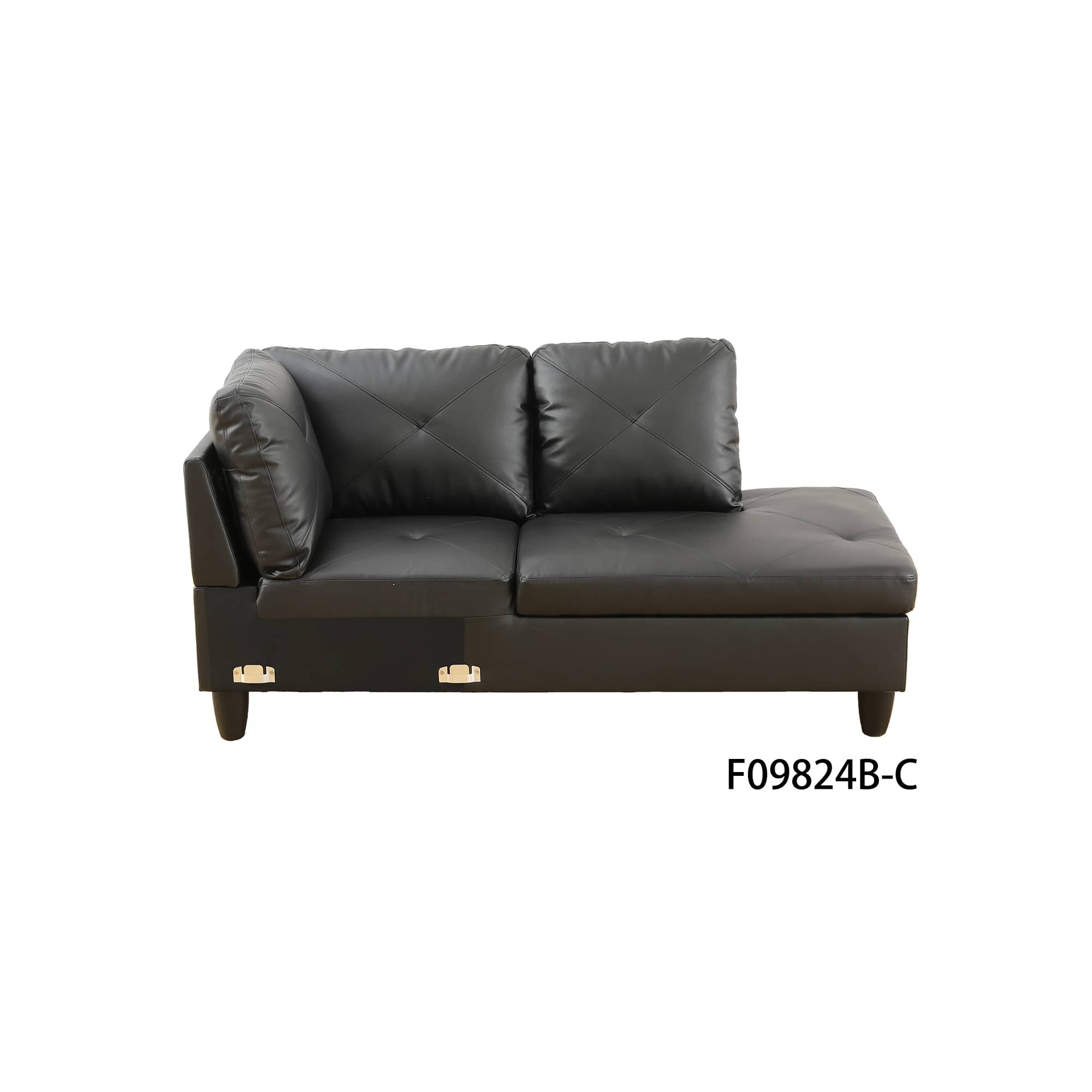 Alt View 6. Boyel Living - Premium Semi PU Upholstered Sofa Solid Wood Frame Double Spring with Right Chaise Lounge - Black.