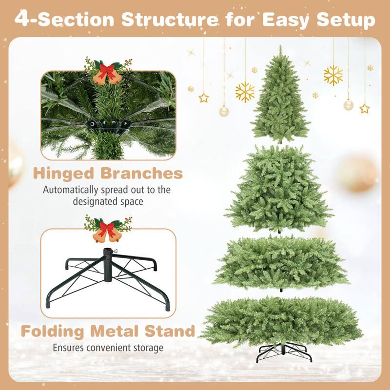 4-Section Structure for Easy Setup

Hinged Branches Automatically spread out to the designated space

Folding Metal Stand Ensures convenient storage