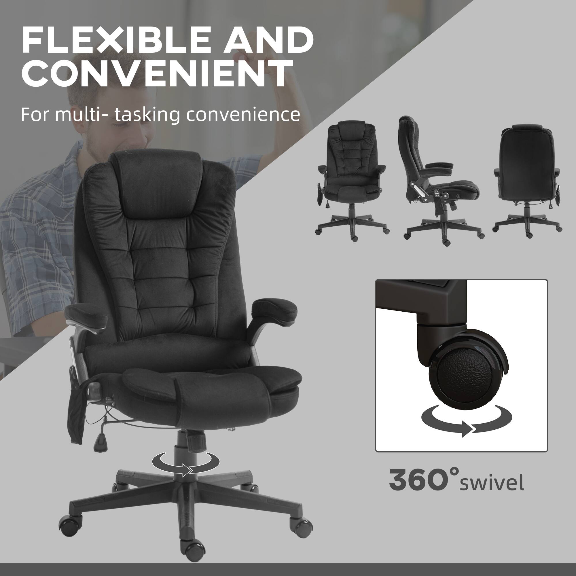 FLEXIBLE AND CONVENIENT
For multi-tasking convenience
360° swivel