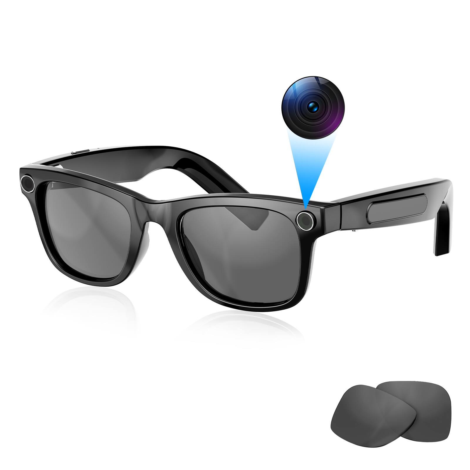 Skanty Furniture AI Smart Glasses,Smart Glasses with Camera and  Bluetooth,AI Glasses for Calls Music,Smart Translation Glasses Black