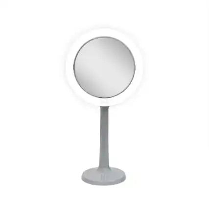 Front. Zadro - Hudson, LED Lighted Makeup Mirror with 8X/1X Magnifications & Suction Cup Mounting - Gray.