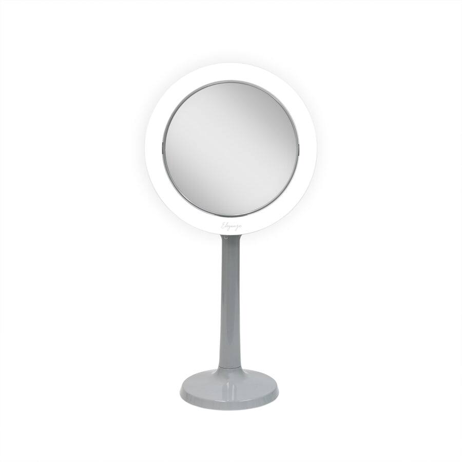 Front. Zadro - Hudson, LED Lighted Makeup Mirror with 8X/1X Magnifications & Suction Cup Mounting - Gray.