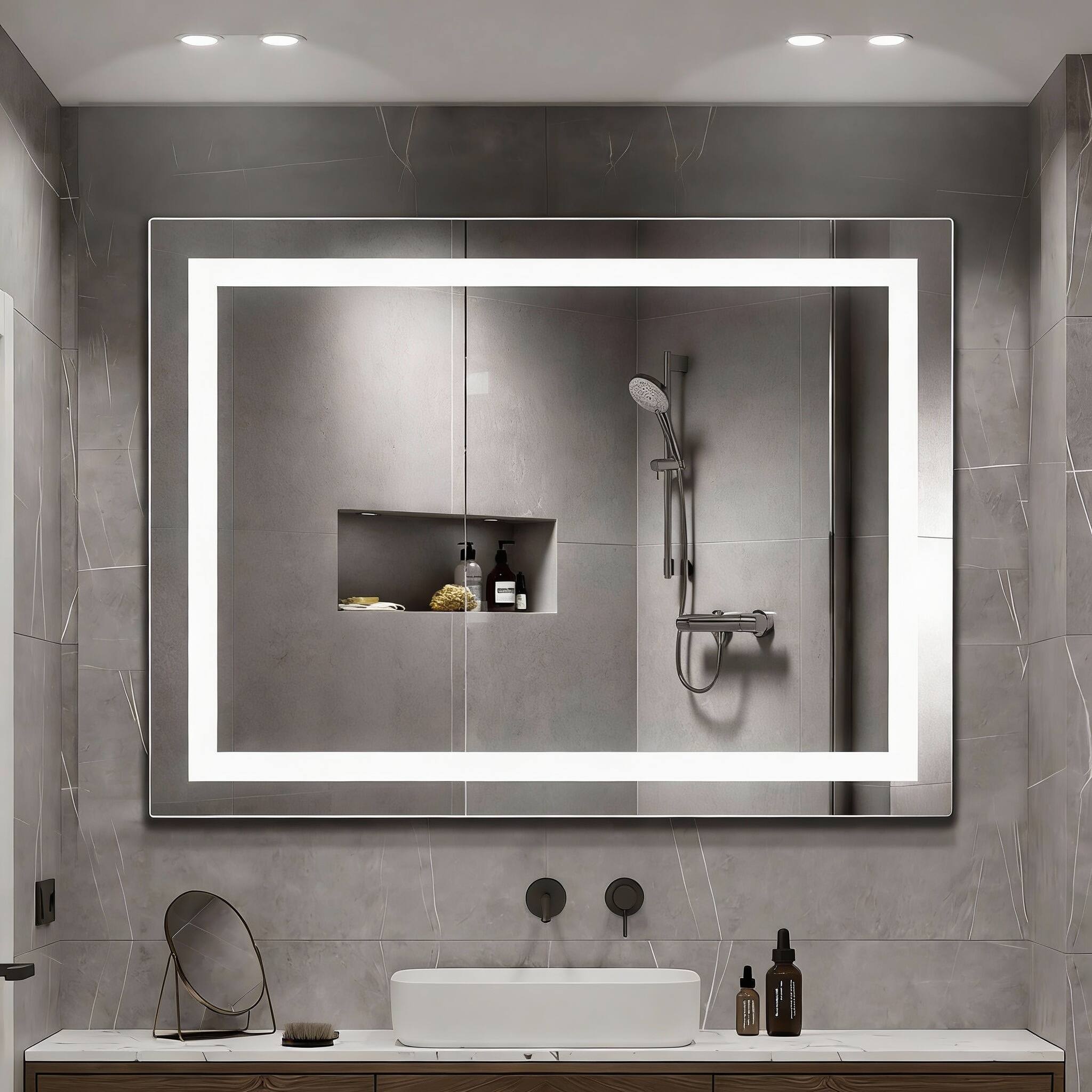 Front. OMOMMD - Led Bathroom Mirror Vanity Anti fog Dimmable Color Temperature Adjustable k Switch held Memory Wall Suitabl - 32"L x 24"W.