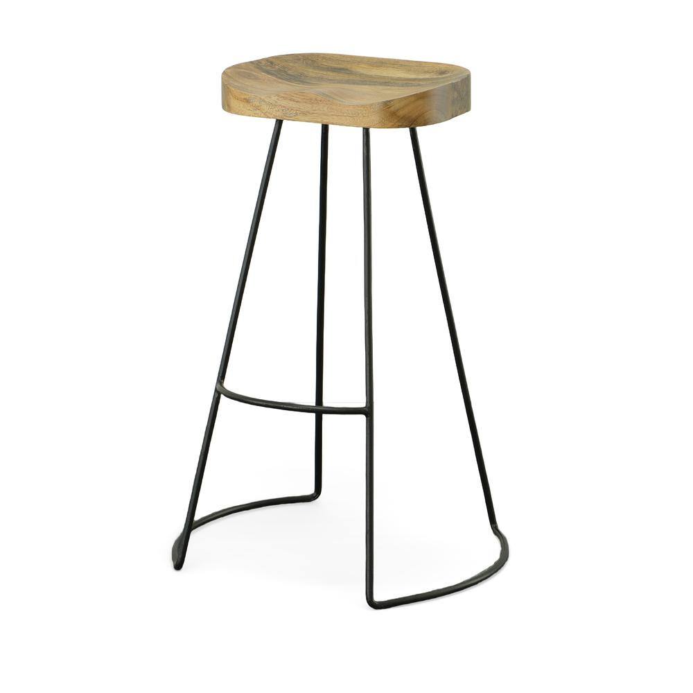 Alt View 5. Carolina Chair & Table - Saga 25" Counter Stool - Set of 2 - Natural Seat - Black Base - Natural, Black.