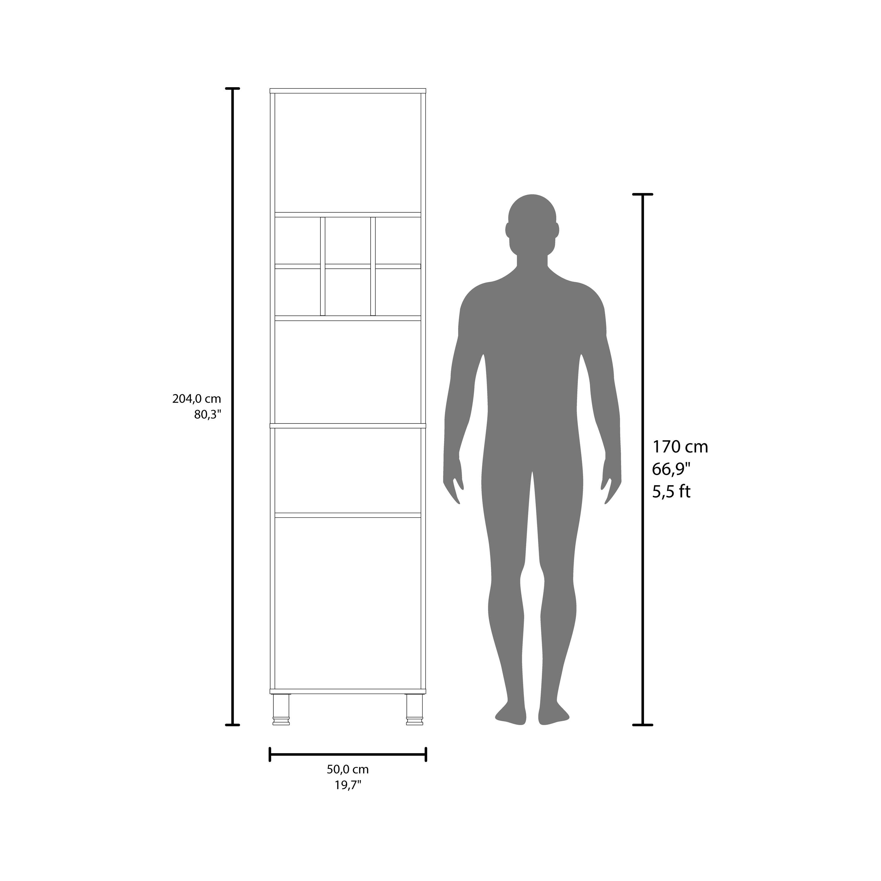 204.0 cm 80.3"  
170 cm 66.9" 5.5 ft  
50.0 cm 19.7"