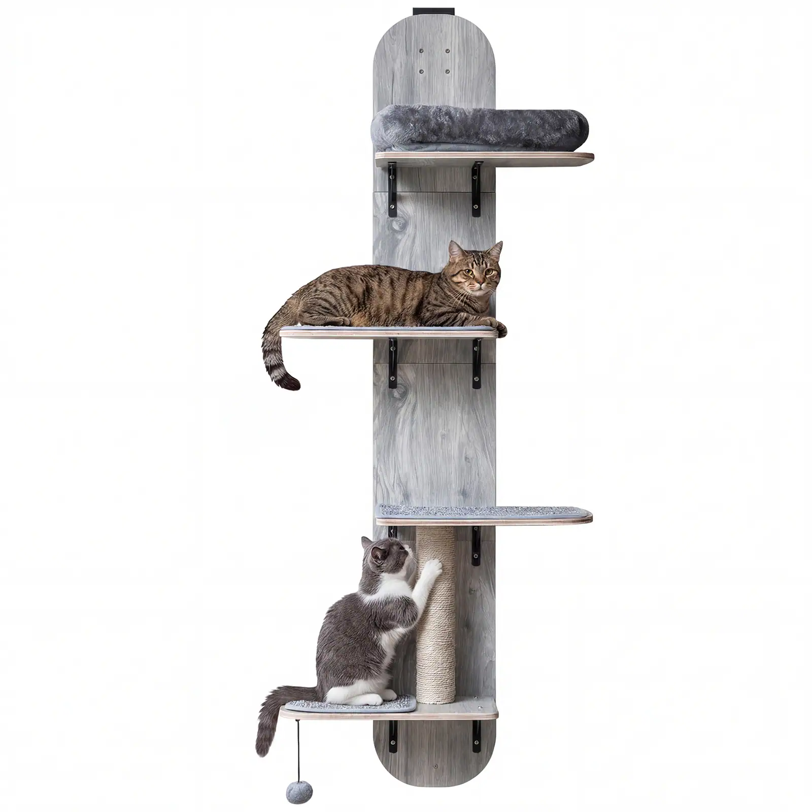 Alt View 9. Gymax - Gymax Door Hanging Cat Climber w/Plush Bed Scratching Post Carpeted Jumping Platforms Grey.
