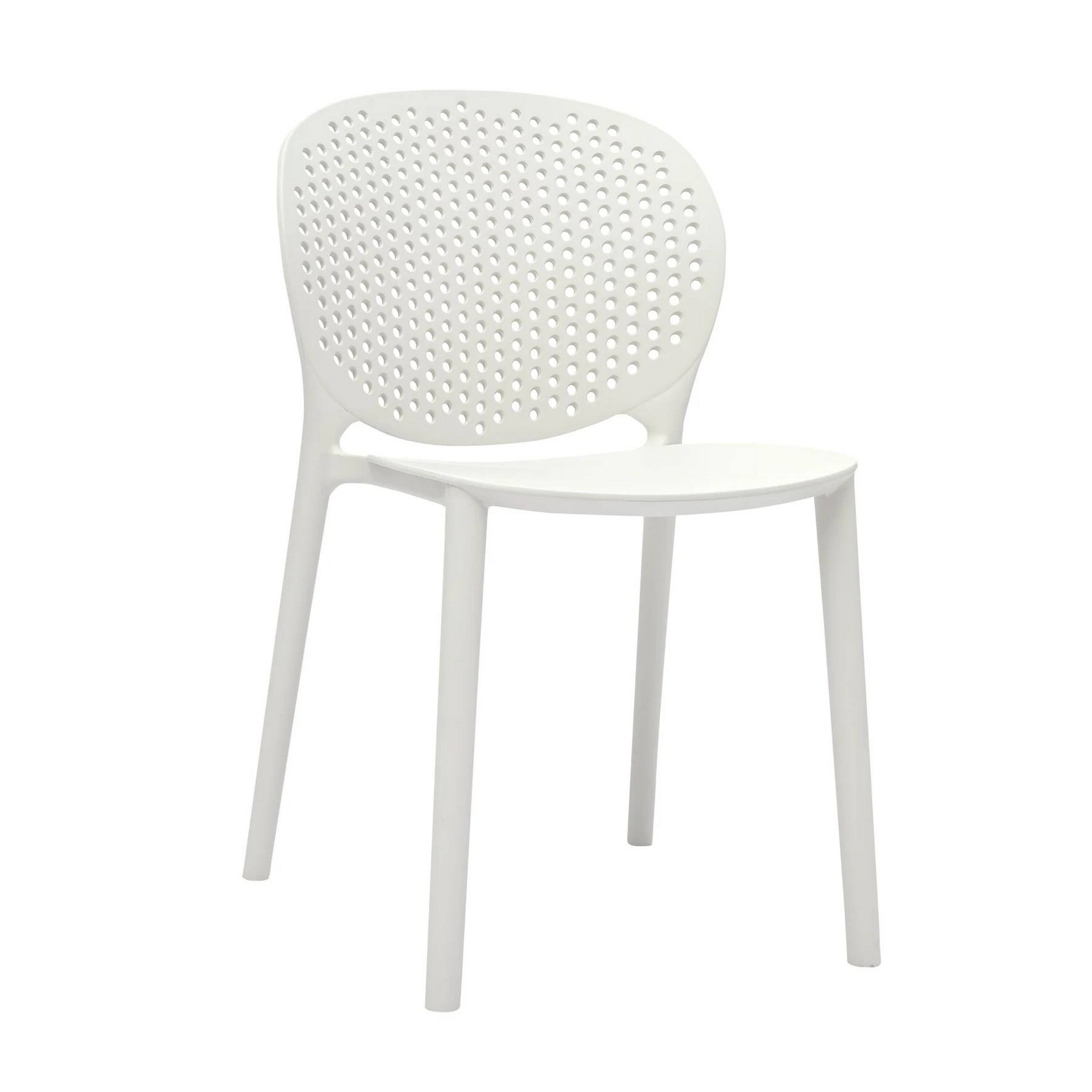Angle. Manhattan Lane - Gyna 14 Inch Kids Side Chairs, Set of 4, Round Dotted Backrest, Armless - White.