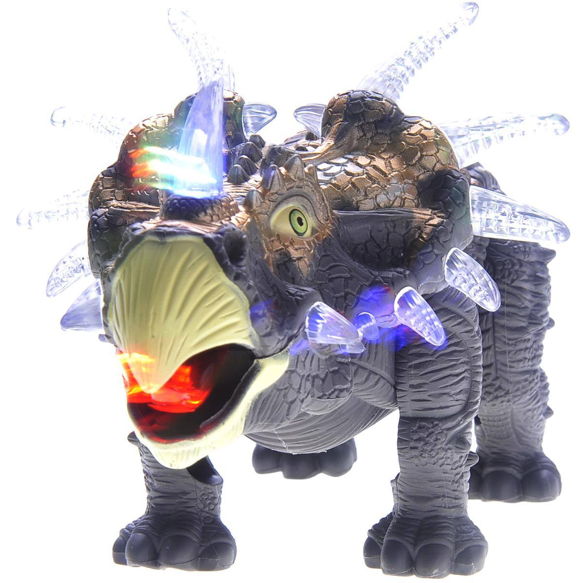 Alt View 2. JuzToys - Walking Triceratops Dinosaur Toy With Lights And Sounds, Gray - Gray.