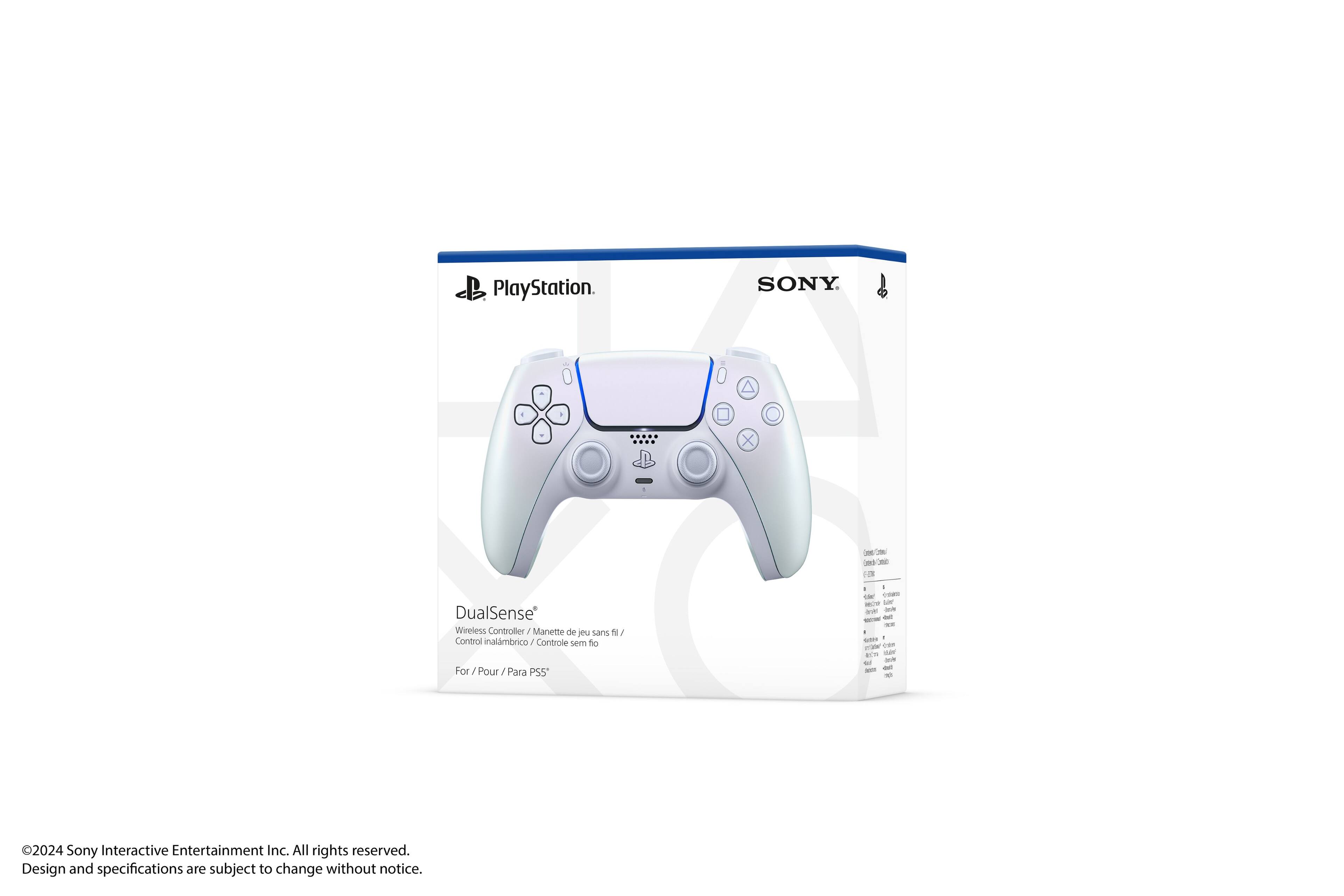 PlayStation. SONY. DualSense Wireless Controller. Manette de yeu sans N. Control inalmbrico. 1 Controle sem to. For/Pour/Para. Pour / Para. PSS. NCS L aw a - a - - ws -  - aT. sv - - - -. 2024 Sony Interactive Entertainment Inc. All rights reserved. Design and specifications are subject to change without notice.