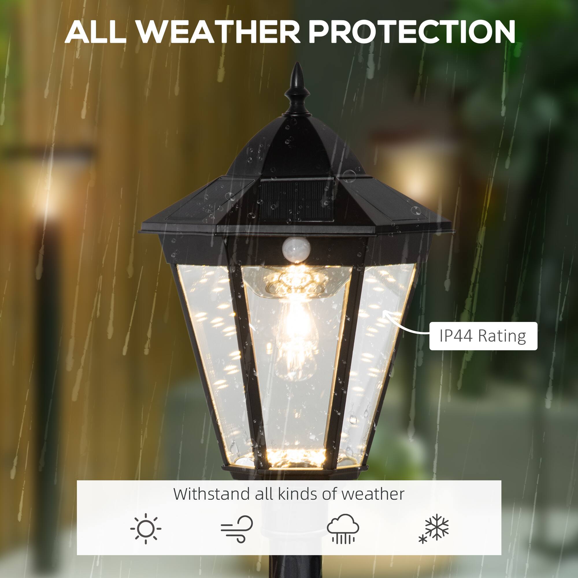 ALL WEATHER PROTECTION

IP44 Rating

Withstand all kinds of weather