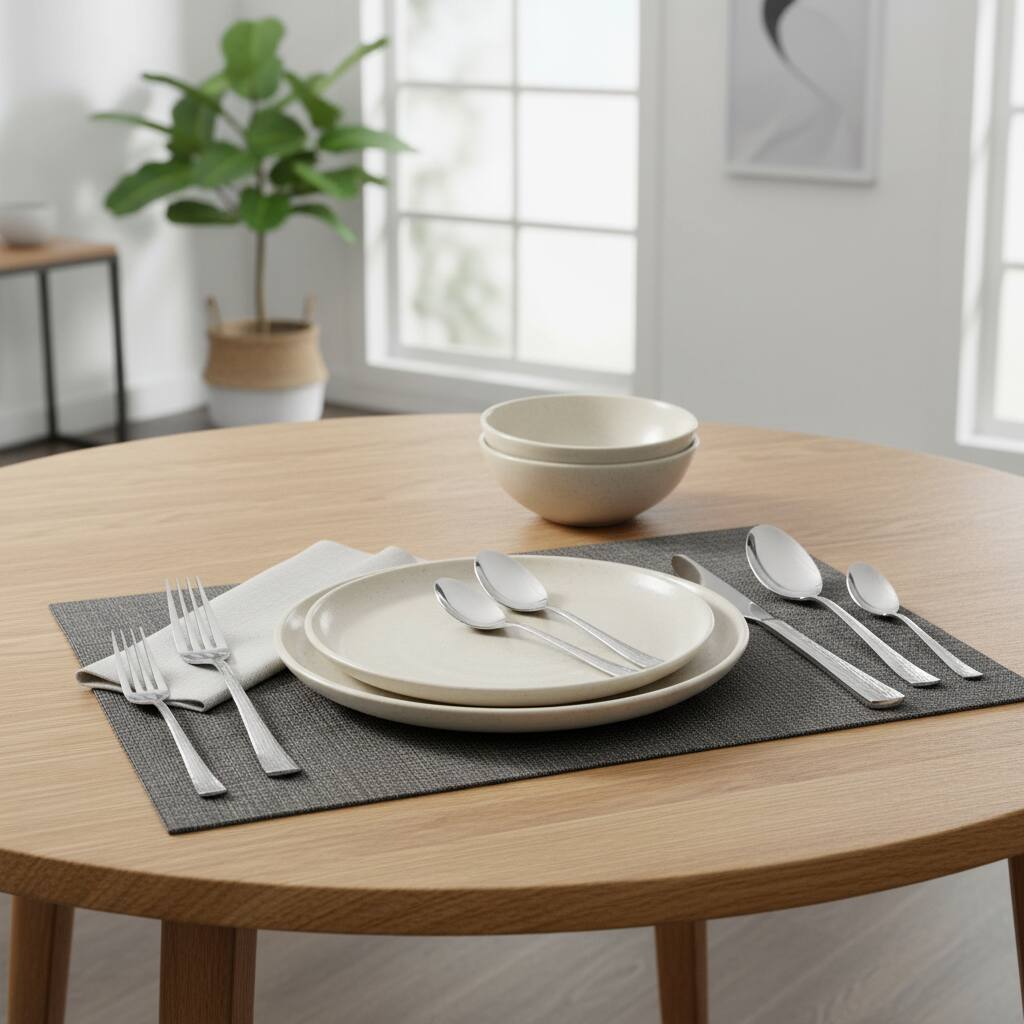 Alt View 1. Dazzed Corner - 20-Piece Stainless Steel  Silverware Set, Flatware Set - Silver.