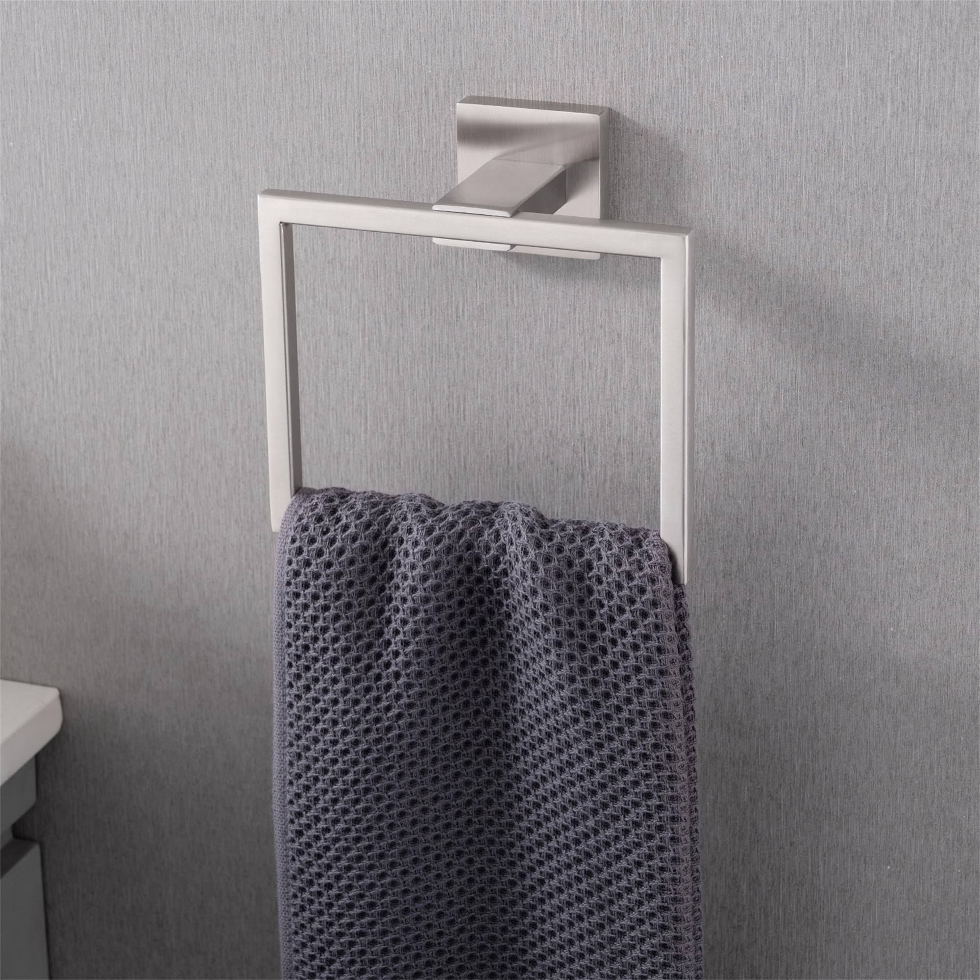 Alt View 3. Boyel Living - 5-Piece SUS304 Bathroom Set: Towel Bar + Ring + Hooks + TP Holder Brushed Finish - Brushed Nickel.