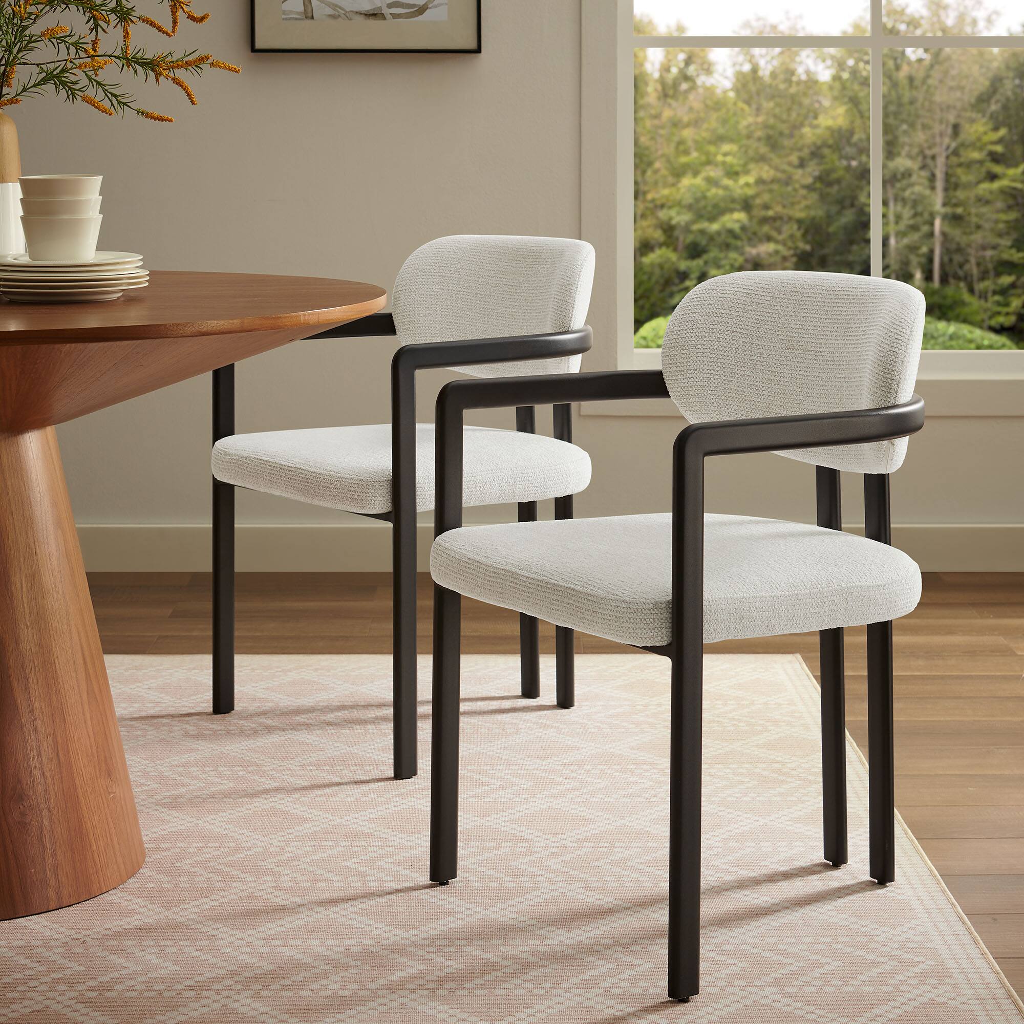 Alt View 5. Modway - Elio Barrel Fabric and Metal Dining Chair by Modway - White.