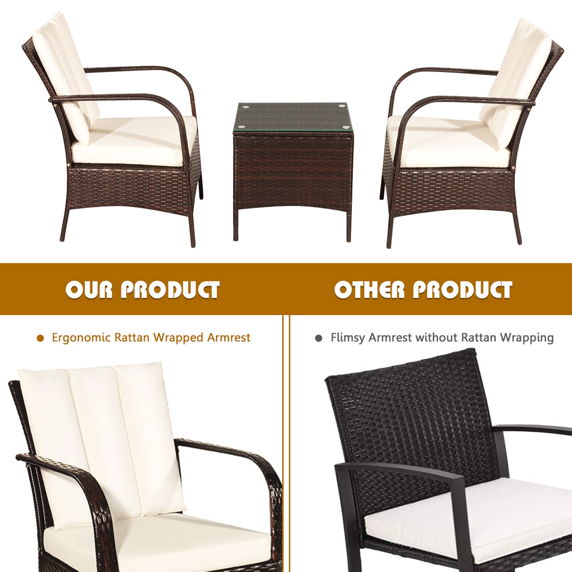 OUR PRODUCT  
Ergonomic Rattan Wrapped Armrest  

OTHER PRODUCT  
Flimsy Armrest without Rattan Wrapping