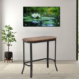 Hivvago - Slim Accent Side Table with Rustic Wood Finish and Metal Frame - Rustic Brown