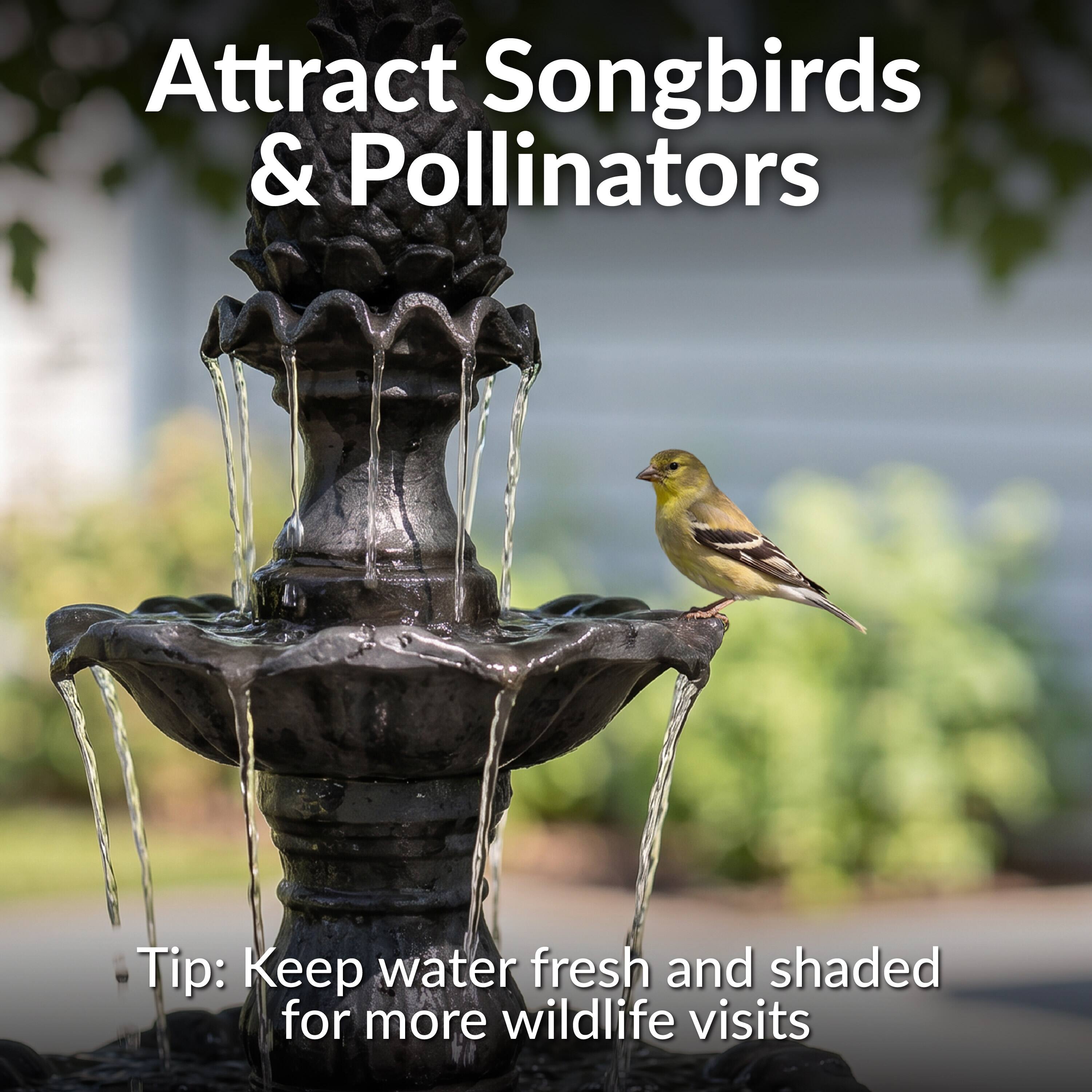 Attract Songbirds & Pollinators

Tip: Keep water fresh and shaded for more wildlife visits