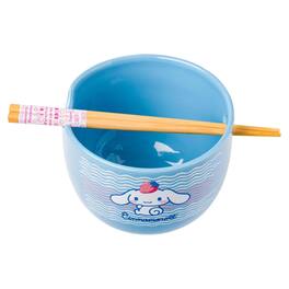 Silver Buffalo - Sanrio Cinnamoroll Strawberry Pose 20oz Ceramic Ramen Bowl with Chopsticks - Blue