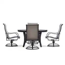 Yardbird® - Pepin 5 Piece Round Dining Set with Swivel Rocking Chairs - Sierra