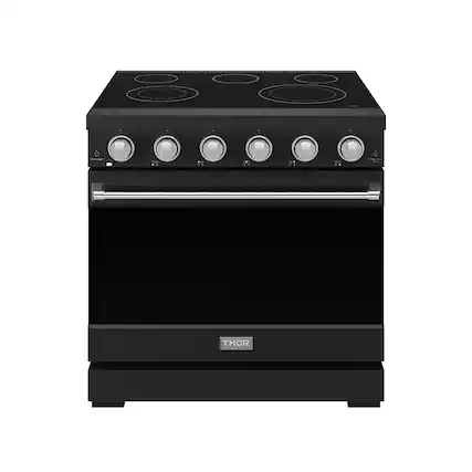 Front. Thor Kitchen - Gordon Ramsay Series by Thor Kitchen 6.0 Cu. Ft Freestanding Electric Range with Stainless Hardware - Black.
