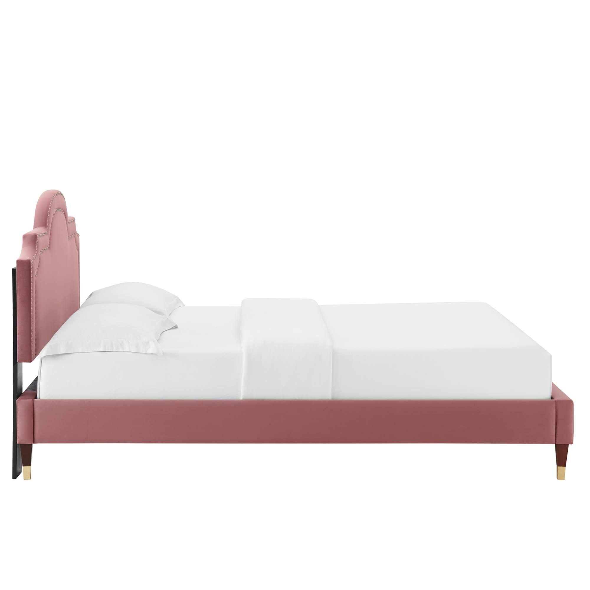 Alt View 1. Modway - Juniper Channel Tufted Performance Velvet King Platform Bed - Red.