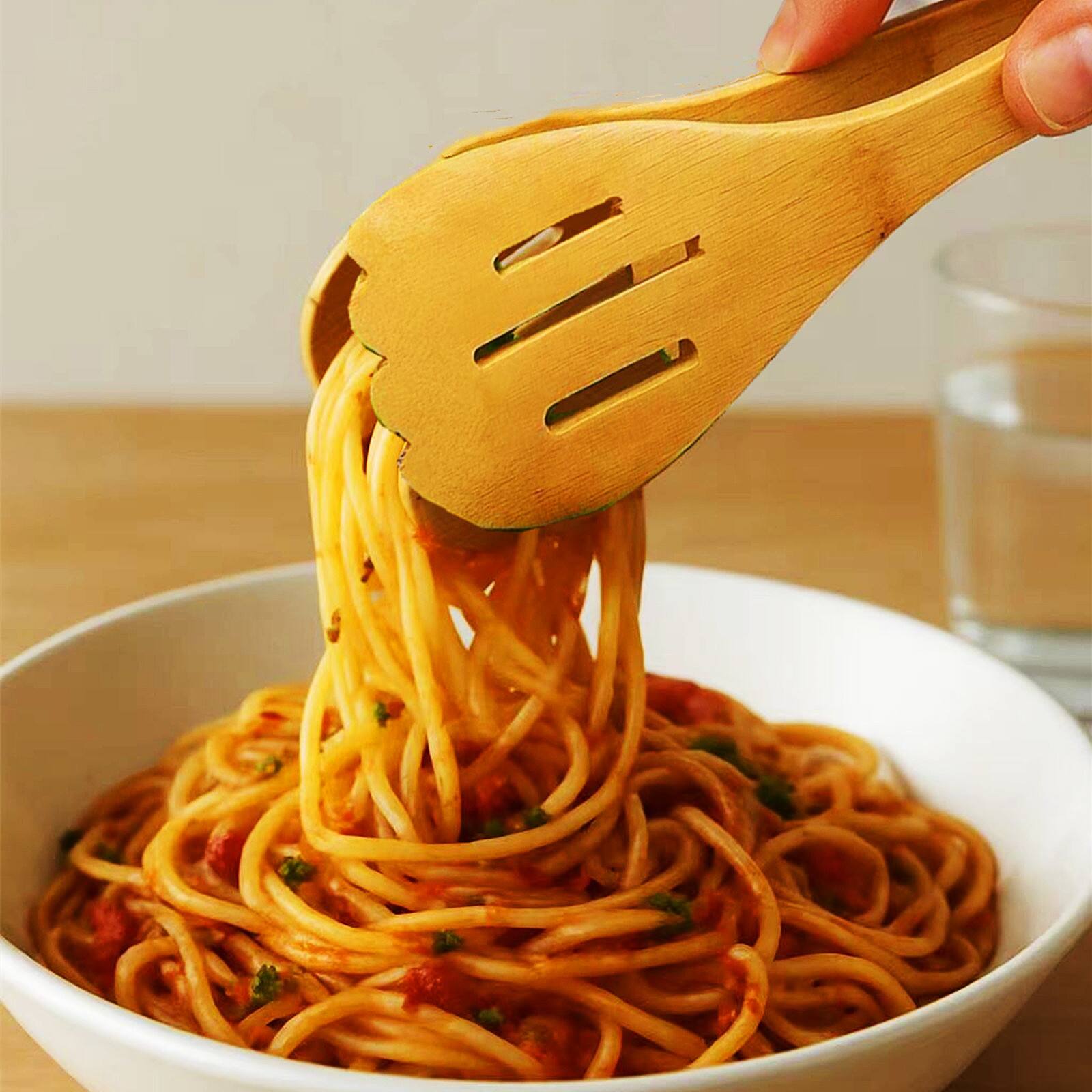 Alt View 4. Giantpower - 12 inch Natural Bamboo Kitchen Cooking & Serving Tongs 2 pack for BBQ, Grilling, Salad & Pasta.