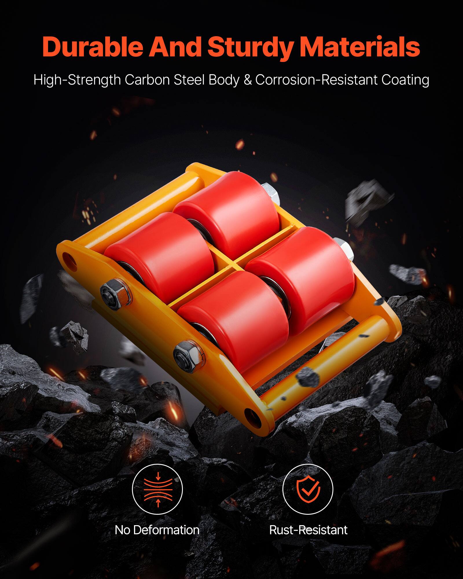 Durable And Sturdy Materials  
High-Strength Carbon Steel Body & Corrosion-Resistant Coating  
No Deformation  
Rust-Resistant
